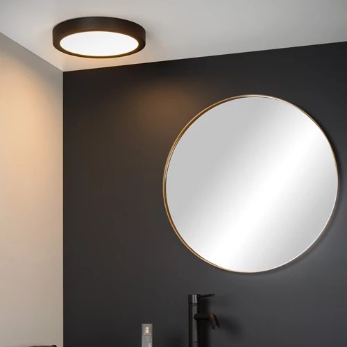 Lucide BRICE-LED - Plafonnière Badkamer - Ø 30 cm - LED Dimb. - 1x30W 3000K - IP44 - Zwart - sfeer 1